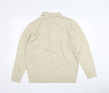 Damart Women's Beige Wool Collared Cardigan Size 18