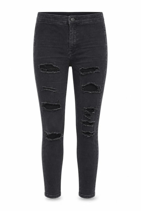 Topshop Women's Black High-Rise Skinny Distressed Jeans