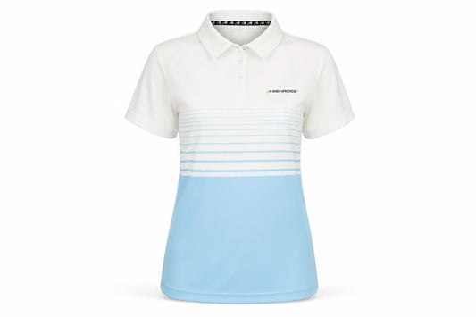 Benross Womens Blue White Striped Polo Shirt, Size 10