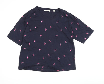 Additional front view of ESPRIT Women's Blue Animal Print L Basic T-Shirt