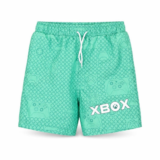 Front view of Xbox boys’ green athletic shorts 9-10 years gaming