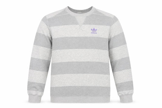Adidas Men's Grey Striped Pullover Sweatshirt Size S