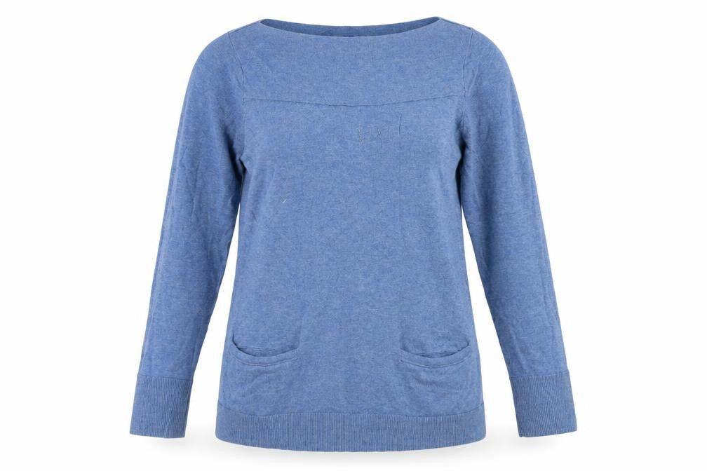 Winser London Women's Blue Cotton Boat Neck Jumper