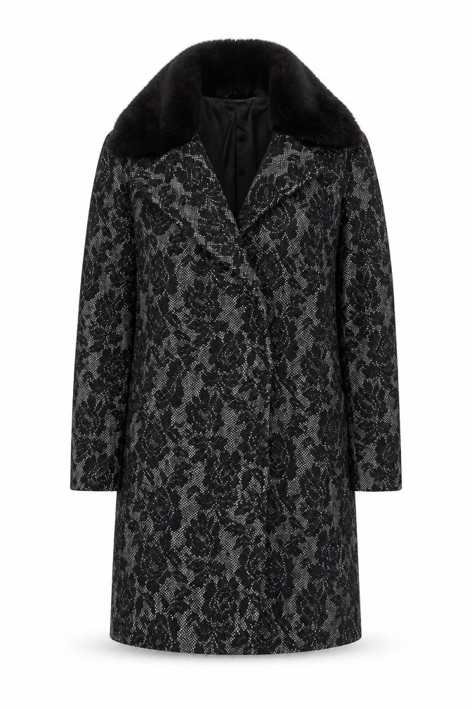 RJR John Rocha Women's Black Floral Overcoat - Size 14