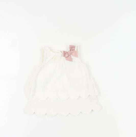 Tahari Unisex Baby White Sleeveless Blouse 3-6 Months