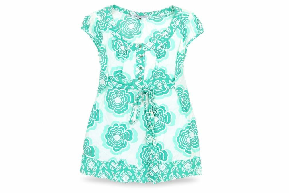 Red Herring Women's Green Floral Tunic Blouse Size 10