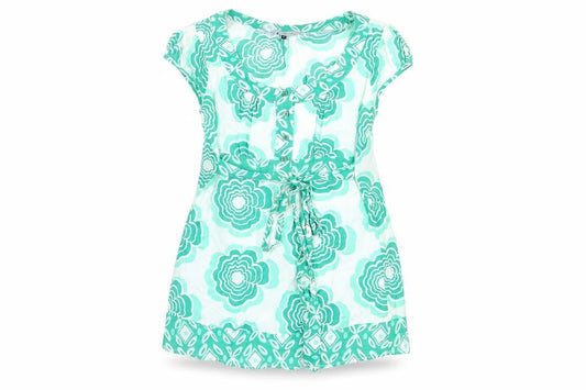 Front view of Red Herring Women's Green Floral Tunic Blouse, size 10