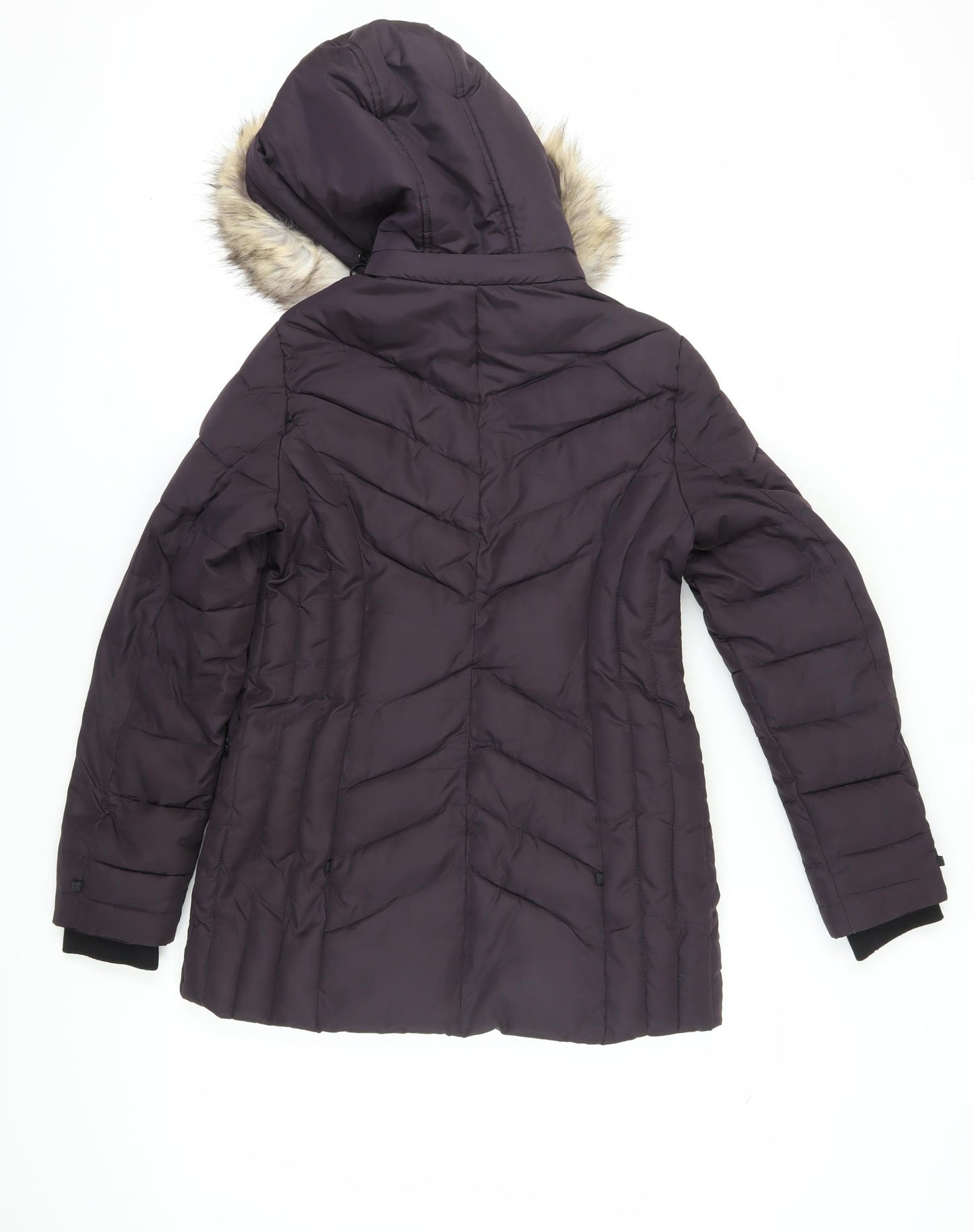 Centigrade Women's Black XS Puffer Jacket with Fur Trim