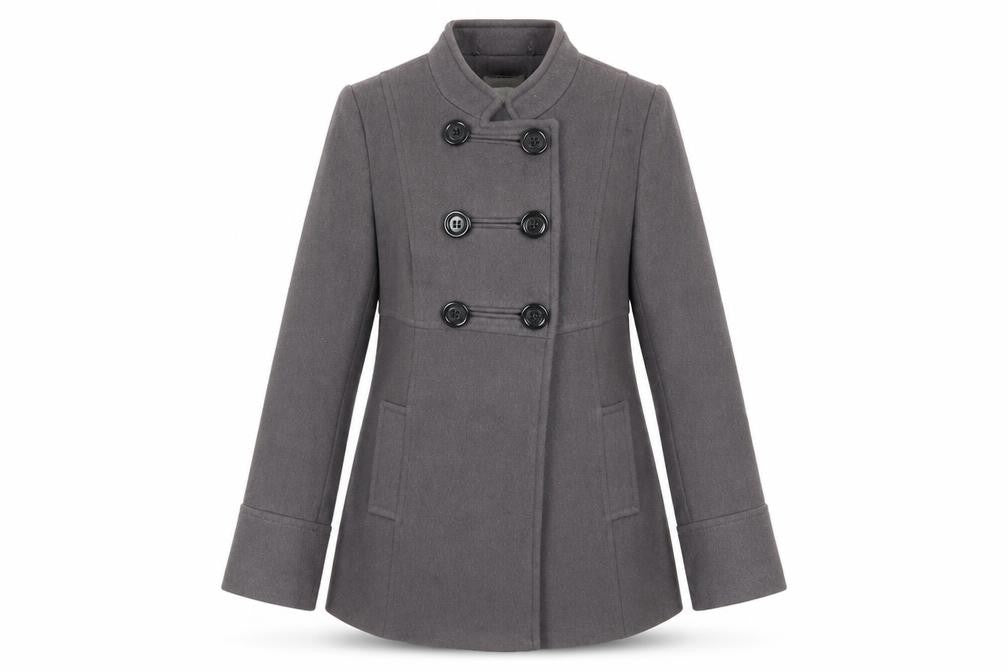 RJR.John Rocha Grey Wool Pea Coat Women Size 12