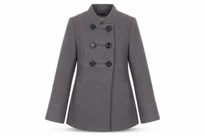 RJR.John Rocha Grey Wool Pea Coat Women Size 12