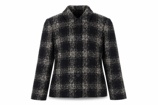 Alexon Women's Black Wool Blend Checked Blazer Size 10