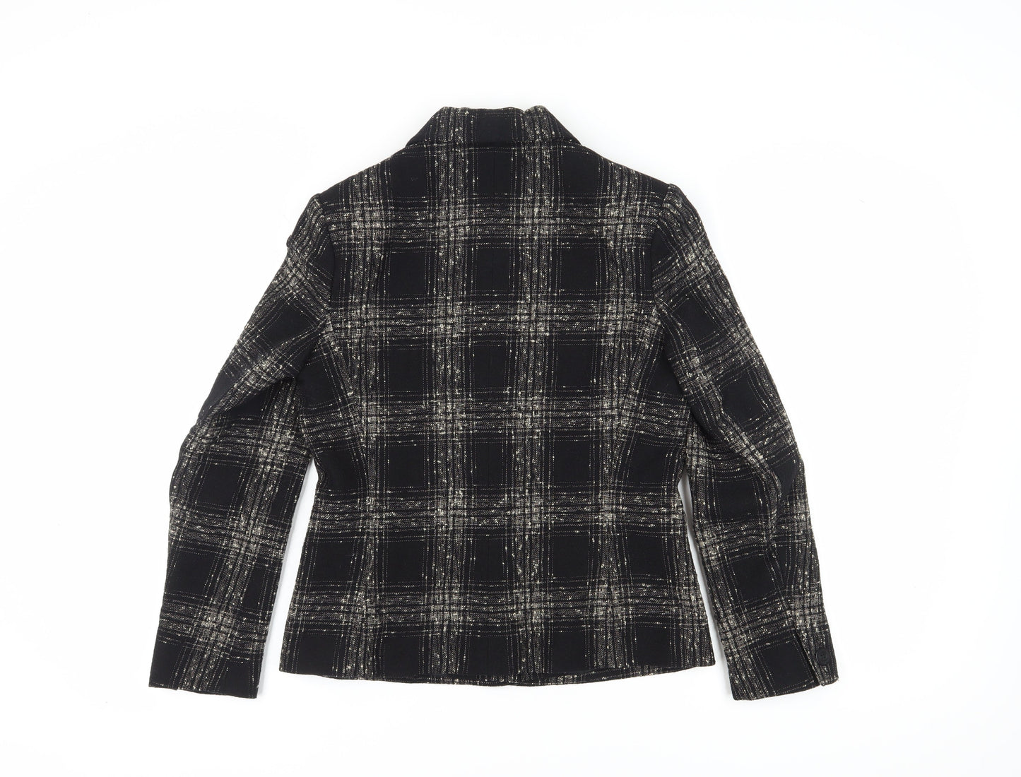 Alexon Women's Black Wool Blend Checked Blazer Size 10
