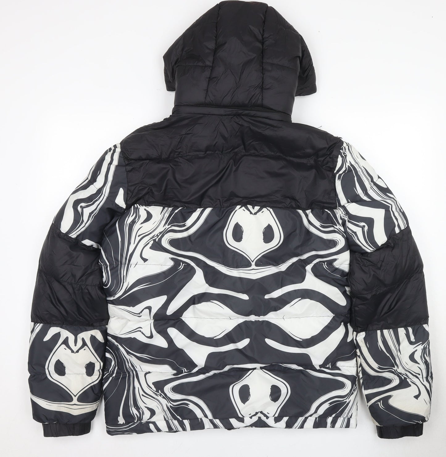 Night Addict Men's Black Puffer Jacket, M, Hooded, Casual