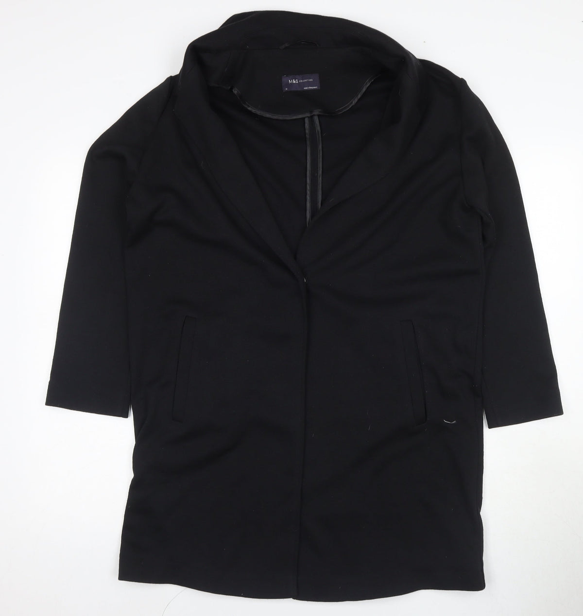 Marks & Spencer Women's Black Long Canvas Coat Size 12