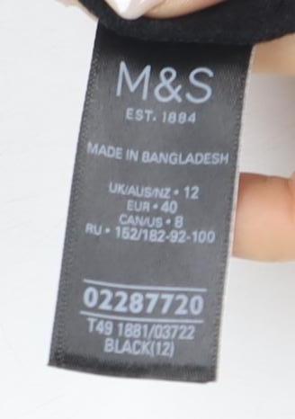 Marks & Spencer Women's Black Long Canvas Coat Size 12