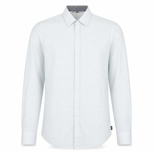 1904 Men's Blue Cotton Floral Dress Shirt S