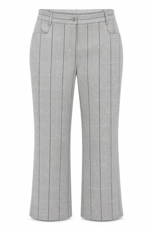 Cotton Traders Women's Grey Striped Trousers Size 14