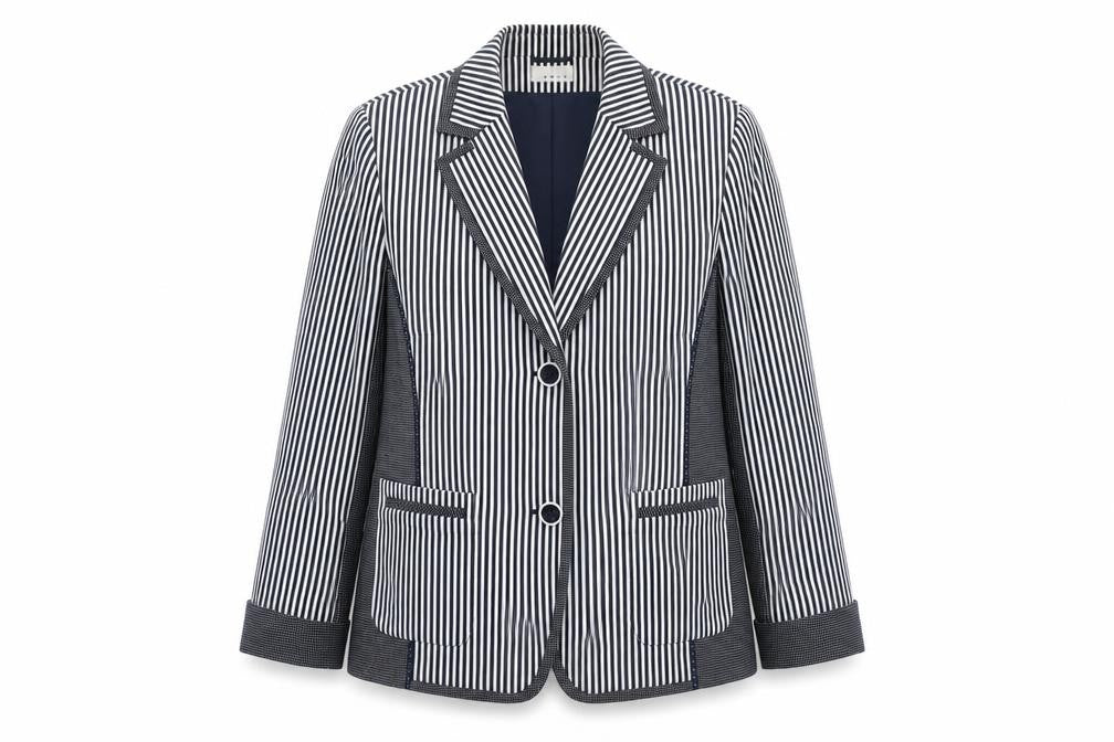 Frank Walder Women's Black Striped Blazer Size 14