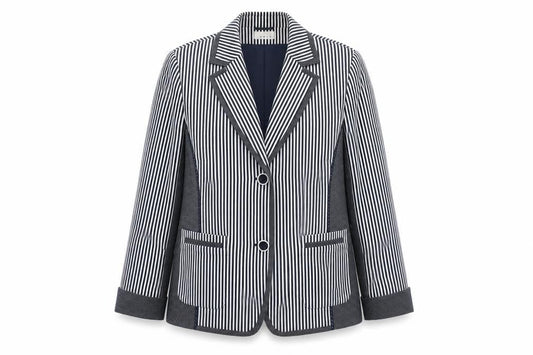 Frank Walder Women's Black Striped Blazer Size 14