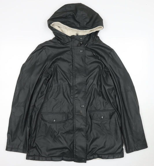 Dorothy Perkins Women's Black Hooded Rain Jacket Size 8