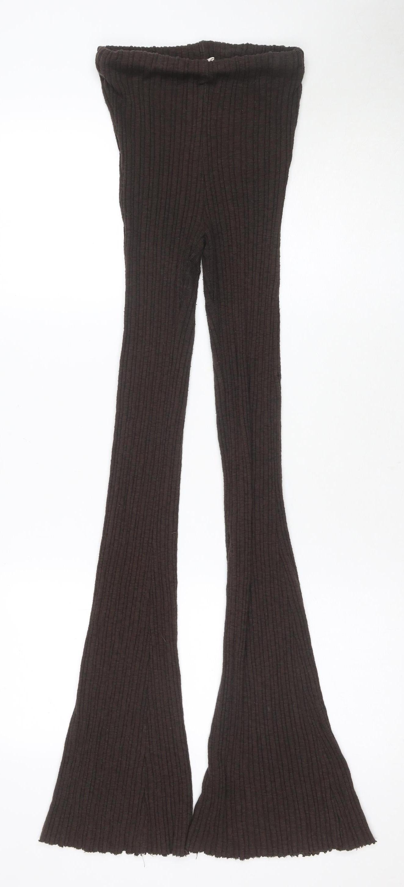 Brown Flared Women's Trousers - Stretch & Comfort