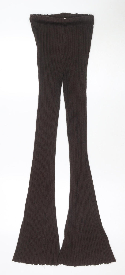 Brown Flared Women's Trousers - Stretch & Comfort