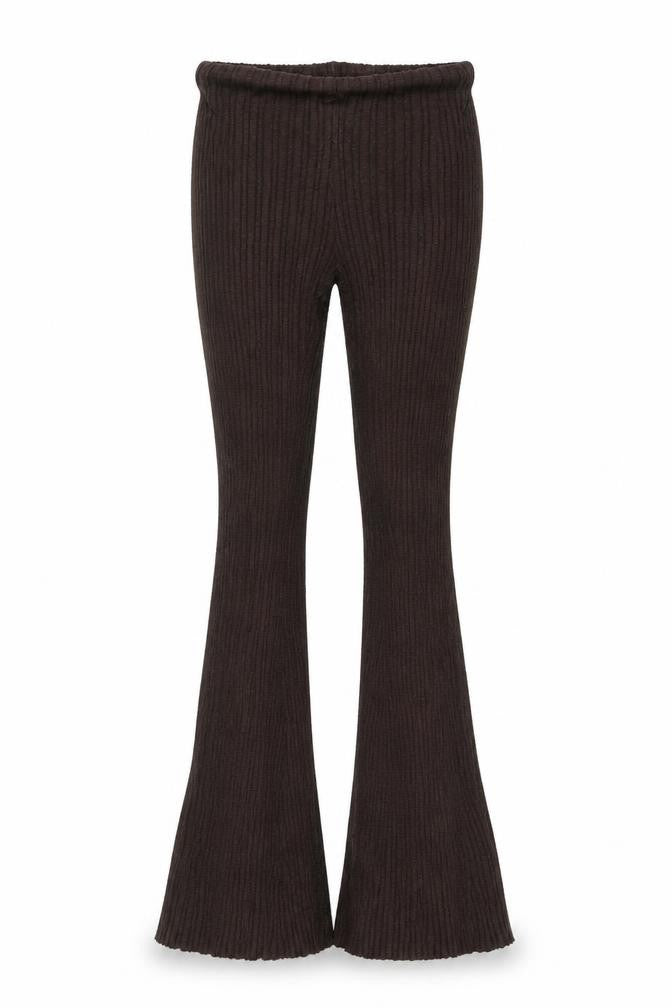 Brown Flared Women's Trousers - Stretch & Comfort