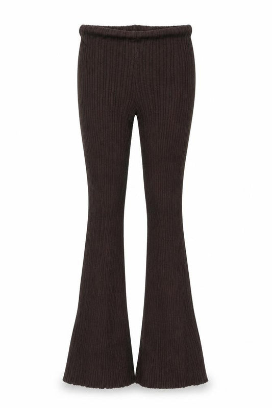 Brown Flared Women's Trousers - Stretch & Comfort