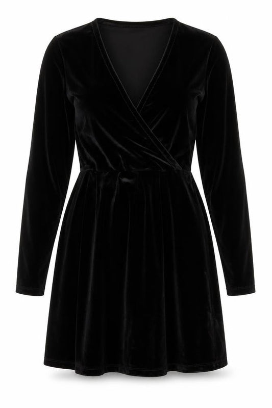 ASOS Women's Black Wrap Dress Size 12 Velvet