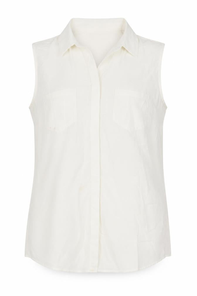 Merona Women's Ivory Sleeveless Collared Blouse, Size L