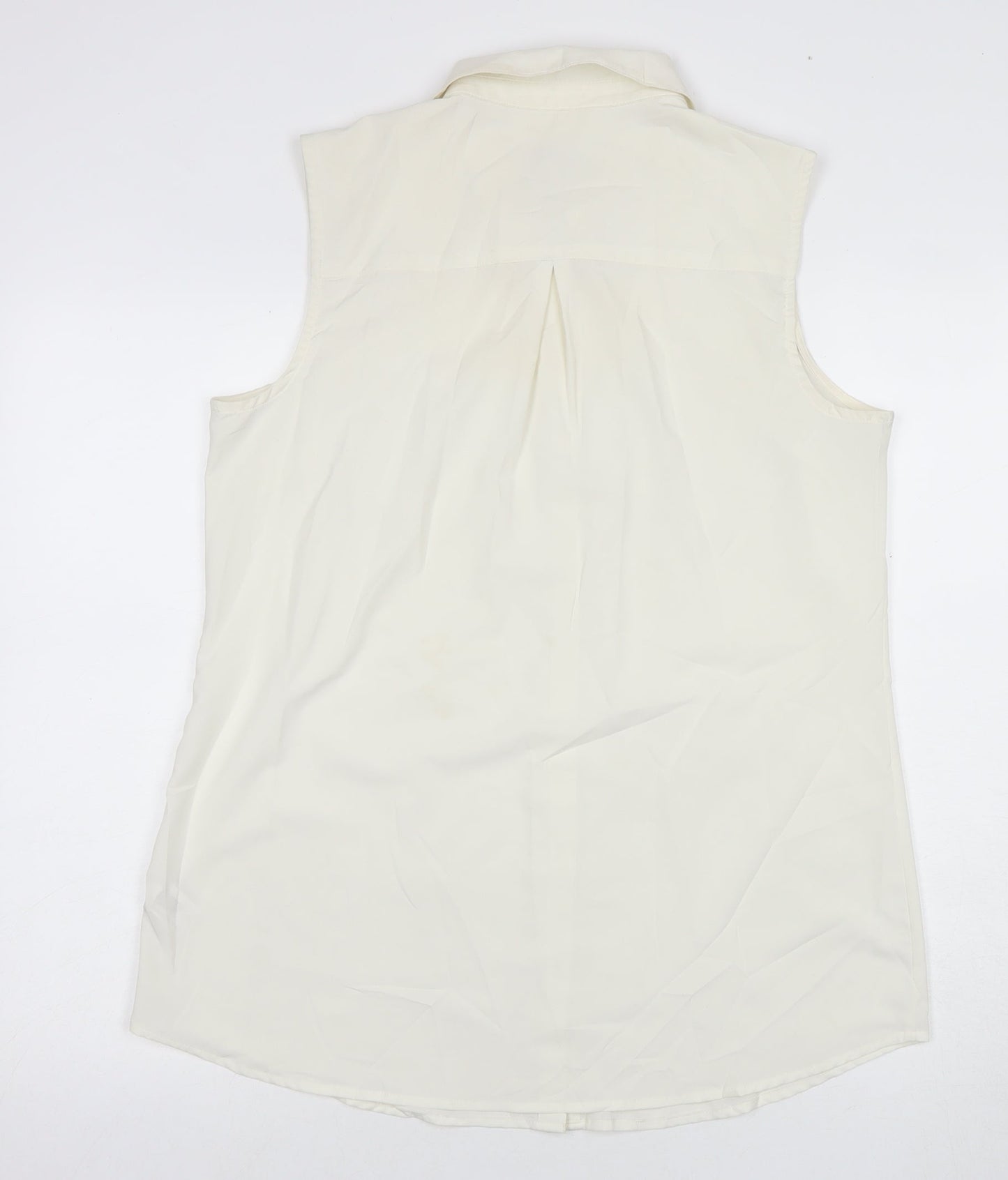 Merona Women's Ivory Sleeveless Collared Blouse, Size L