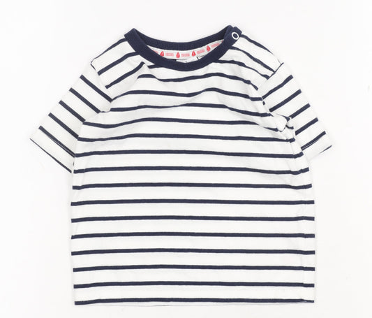 Jasper Conran Unisex Baby T-Shirt, White Striped, 0-12 Months