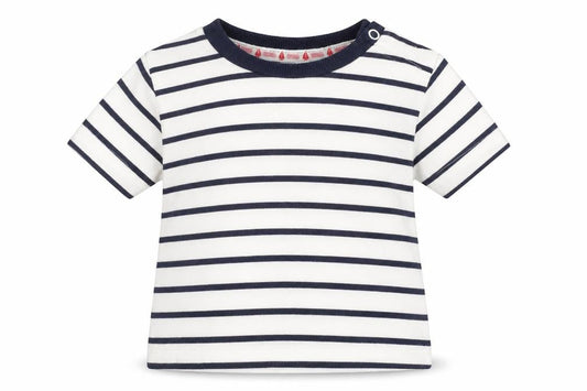 Jasper Conran Unisex Baby T-Shirt, White Striped, 0-12 Months