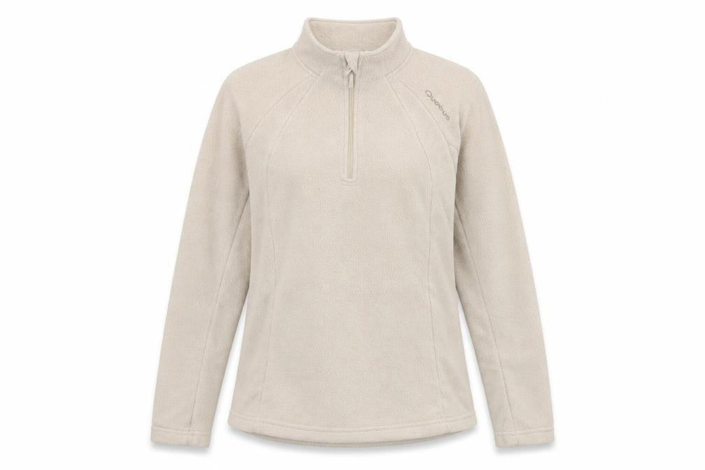 Quechua Women's Beige Henley Fleece Sweatshirt, Size 12