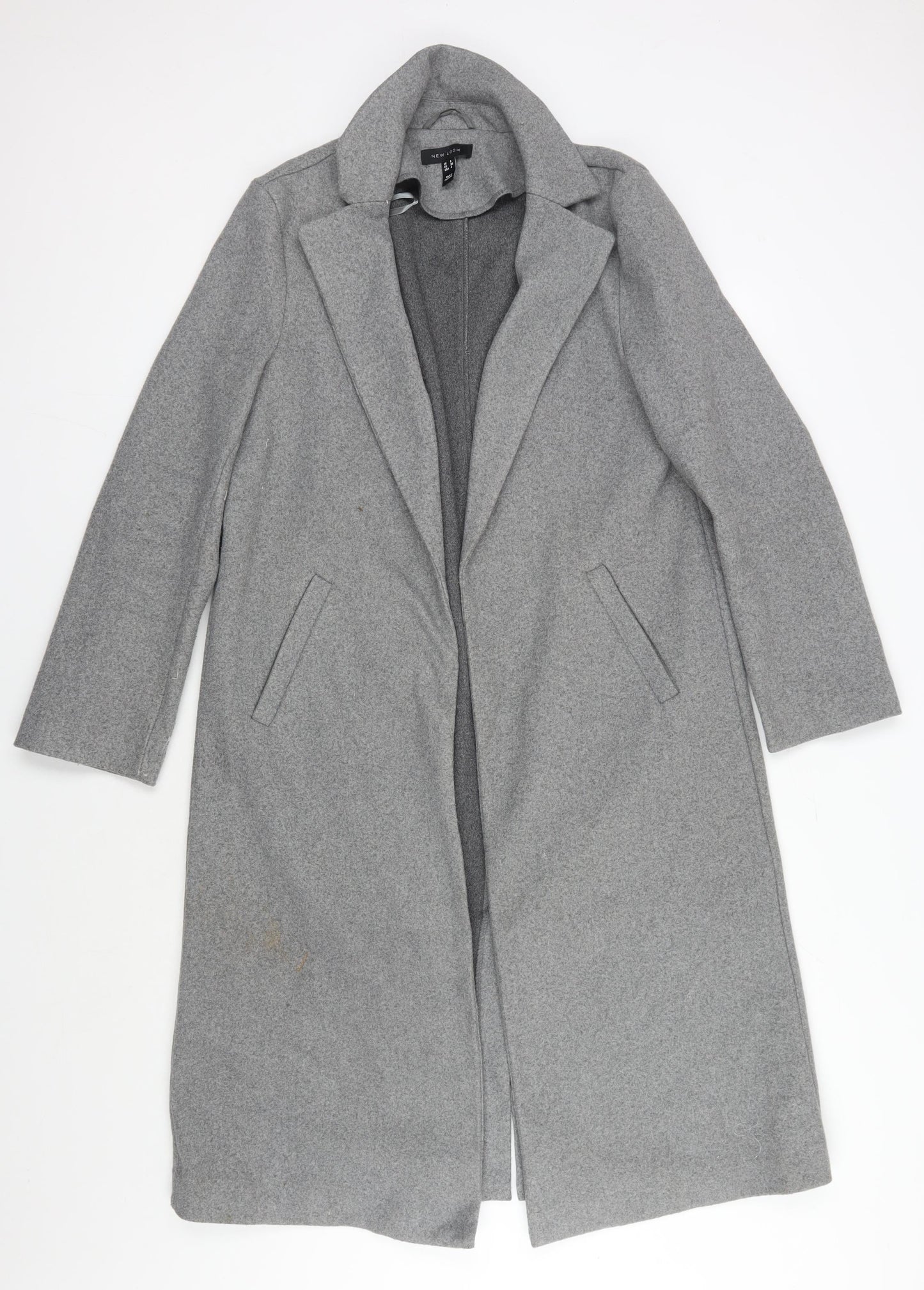 New Look Women's Grey Long Overcoat Size 8