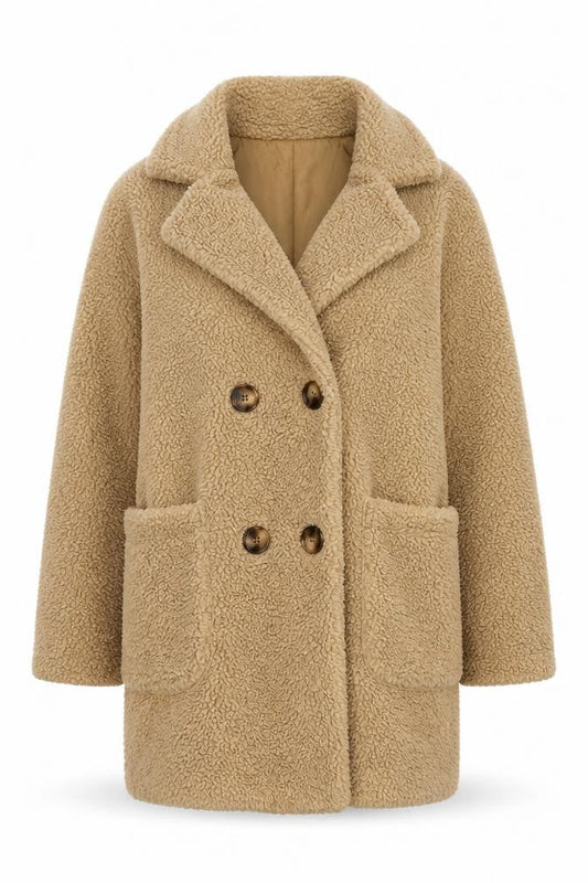 PRETTYLITTLETHING Women's Beige Pea Coat Size 10