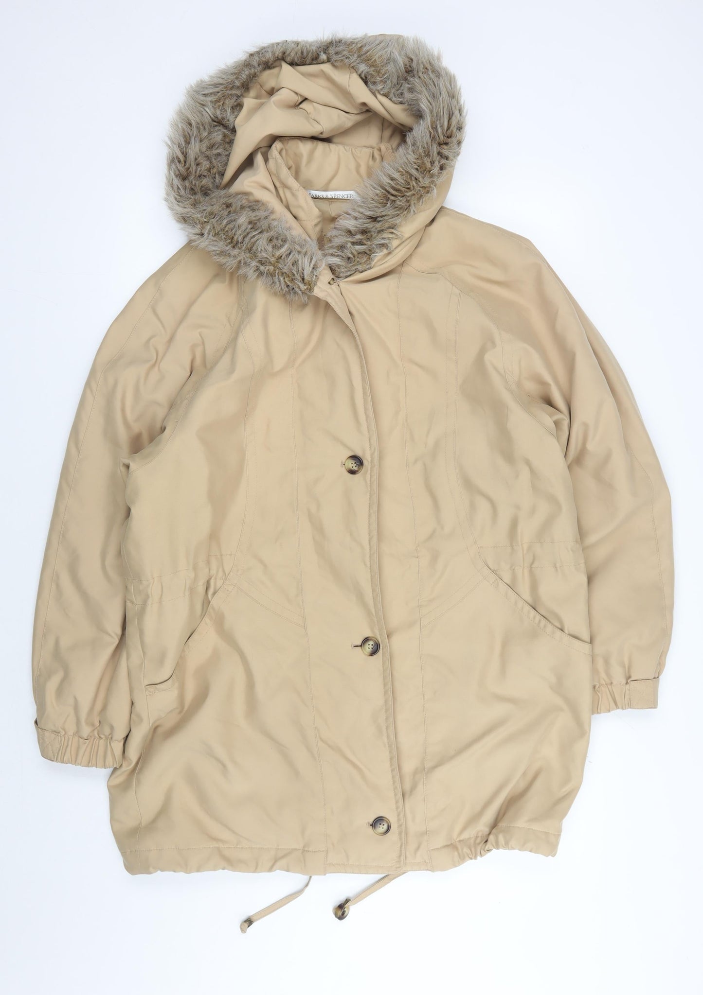 Marks and Spencer Women's Beige Parka Jacket Size 12