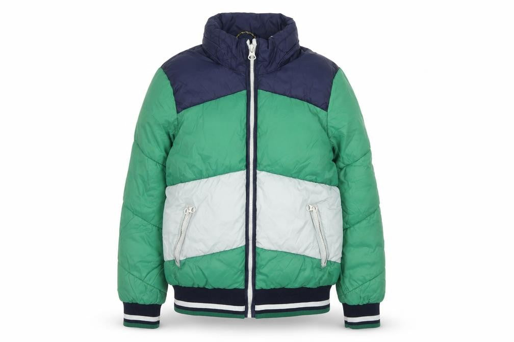 Scotch & Soda Boys Green Colourblock Puffer Jacket, Size 12