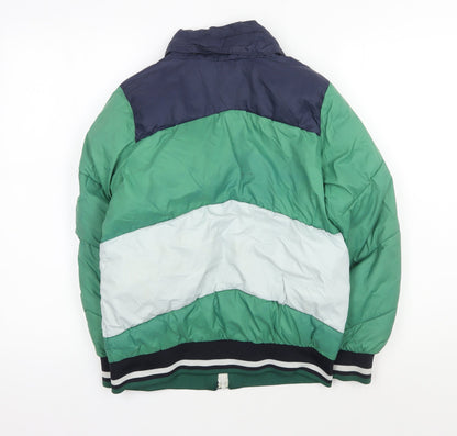 Back view of Scotch & Soda boys’ green colourblock puffer jacket, size 12
