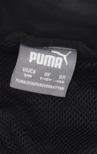 Brand and care label for Puma boys’ black track jacket 9-10 years sportswear