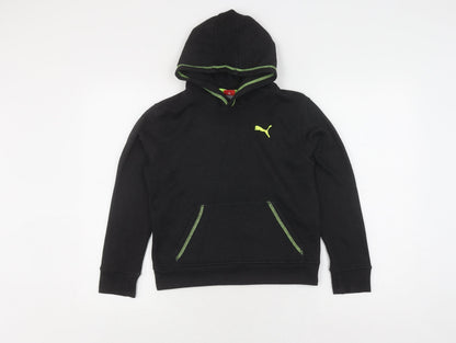 Additional front view of Puma boys’ black hoodie 6-7 years logo pullover jersey