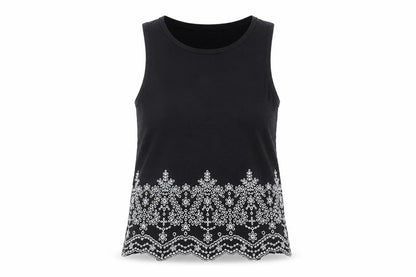 Superdry Women's Black Tank Top, Size 6, Embroidered