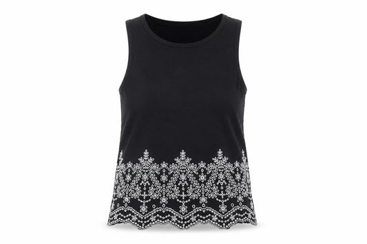 Superdry Women's Black Tank Top, Size 6, Embroidered