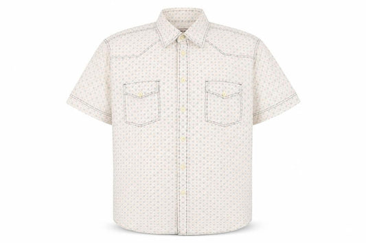 Jack & Jones Men's L White Geometric Short Sleeve Shirt
