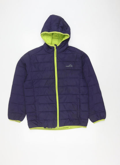 Additional front view of Freedom Trail boys’ blue hooded puffer jacket 11-12y
