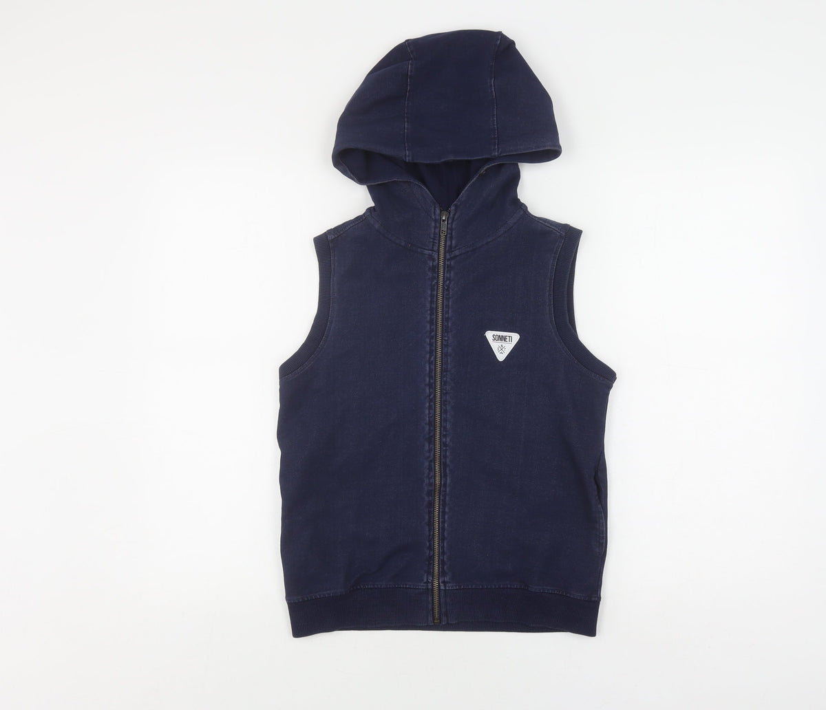 Additional front view of Sonneti boys’ navy sleeveless hooded jacket 10-12 years