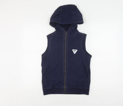Additional front view of Sonneti boys’ navy sleeveless hooded jacket 10-12 years