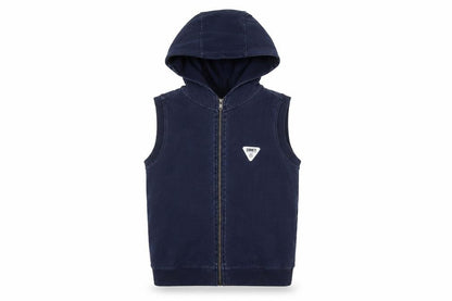 Front view of Sonneti boys’ navy sleeveless hooded jacket 10-12 years