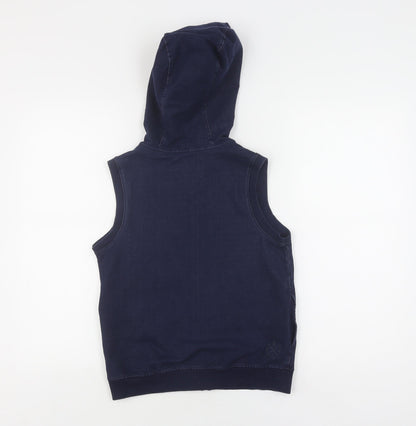 Back view of Sonneti boys’ navy sleeveless hooded jacket 10-12 years