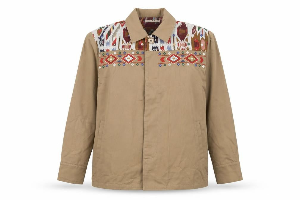 AZARA Women's Brown Aztec Embroidered Jacket M
